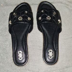GBG Los Angeles Black Embellished Sandals